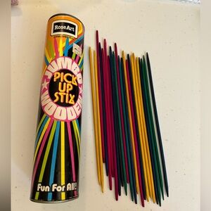 Pick up stix game, 1979. Wooden sticks in their original container.